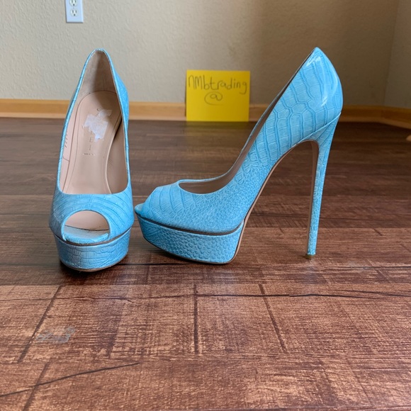 Casadei snake print peeptoe stiletto platform heel - Picture 10 of 14